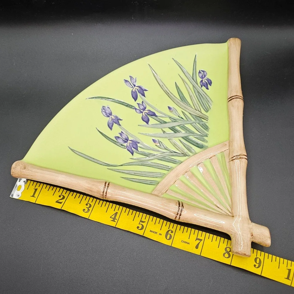 Silvestri Asia Society Fan Wall Plate Cynthia McCollum Iris‎ Bamboo 90s